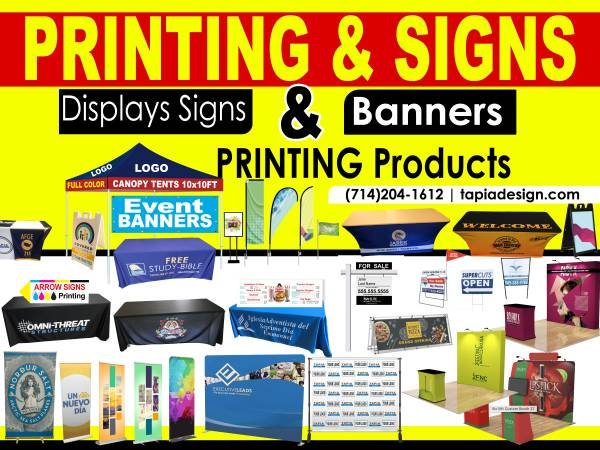 Event Printing for Banners, Table Covers, Canopy Tents, Displays, Flyers, Cards (Anaheim)