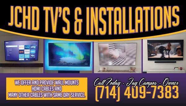 TV Wall Mounting - Free Mount - TV Installation $98.00 Movers/Moving (714-409-7383 Same Day Service Call Anytime)